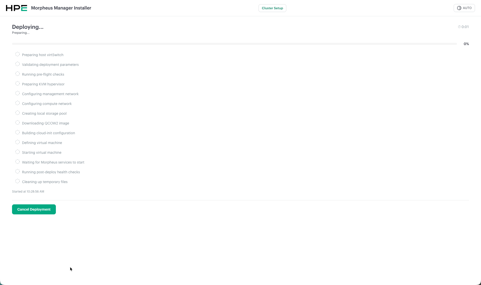 HPE Morpheus Installer - Deployment in progress