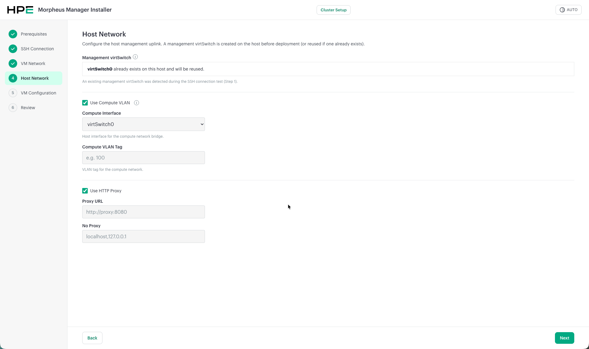 HPE Morpheus Installer - Host Network with VLAN and Proxy options