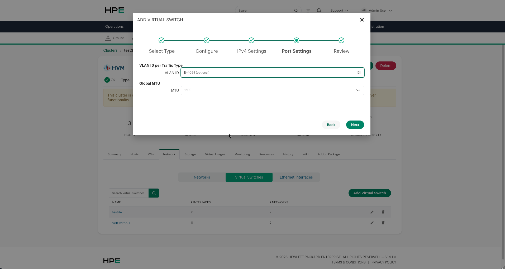 Port Settings with VLAN ID and MTU