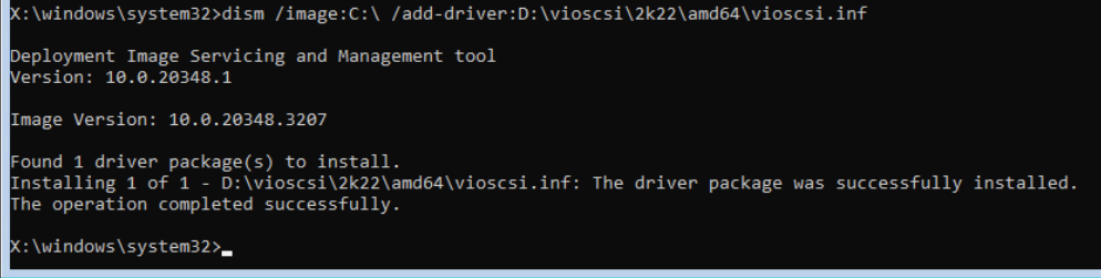 Installing vioscsi.inf driver